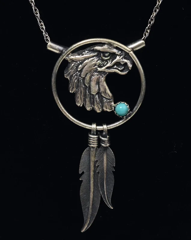 Ladies iridescent opal necklaces -Sterling Silver Turquoise Griffin Pendant Necklace - 18"