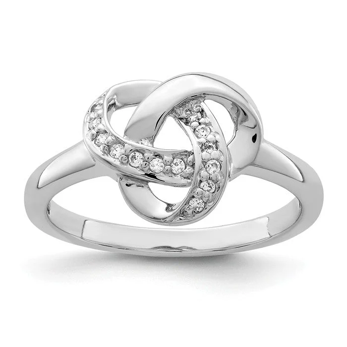 Ladies Rings for Grandma Glow-Sterling Silver CZ Love Knot Ring