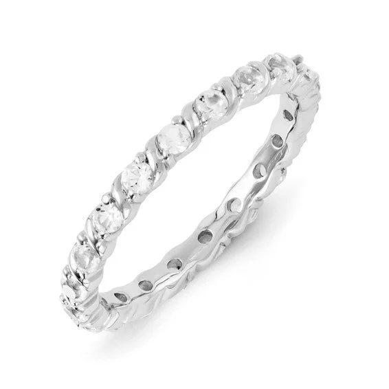 Ladies Rings for Writer Spark-Sterling Silver Stackable Expressions White Sapphire Eternity Ring