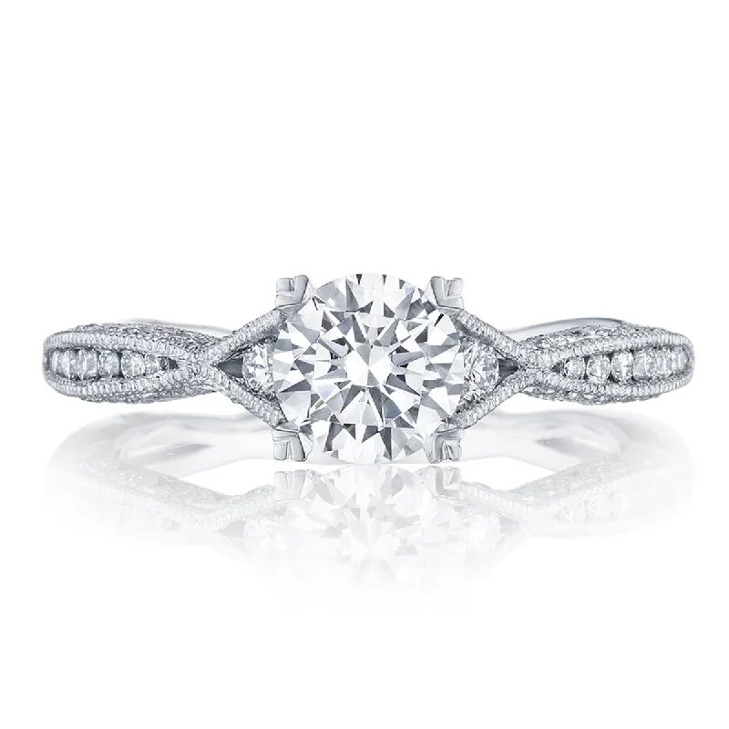 Ladies Engagement Rings Marquise Glow-Tacori Classic Crescent Diamond Engagement Ring in 18k White Gold 0.28 ctw 2645RD612W