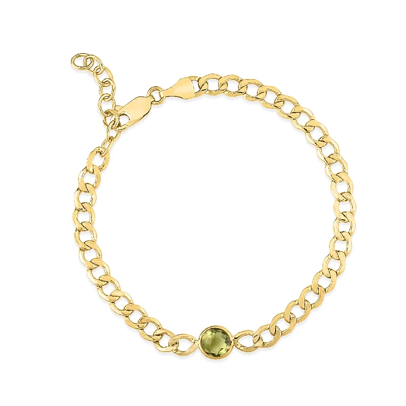 Playful charm bracelets -14K Peridot Curb Chain Bracelet