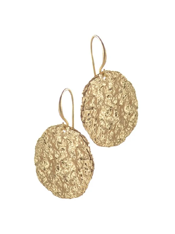 Ladies Earrings with Diamond Spark-Hot Tomato Waning Moon Earrings in Matte Gold