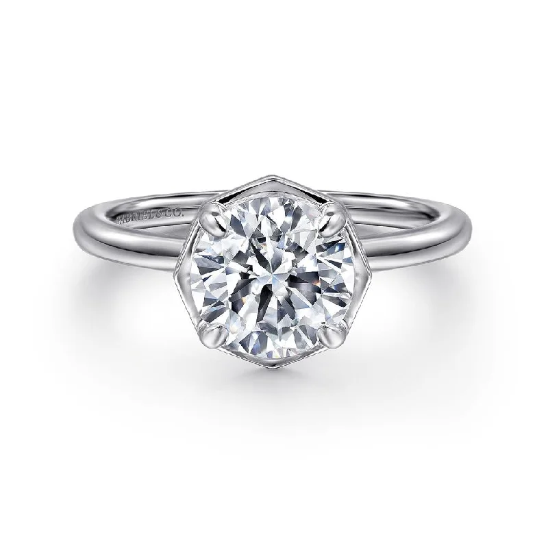 Ladies Engagement Rings Bloom Shine-Gabriel & Co Cassi - 14K White Gold Round Diamond Engagement Ring