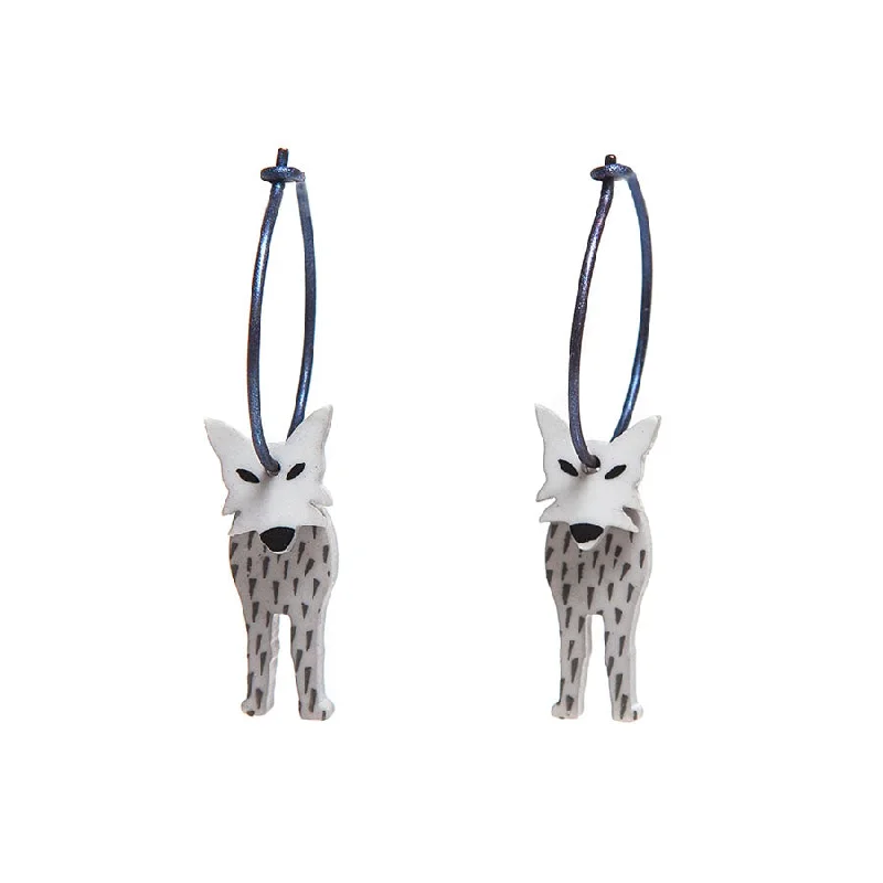 Ladies Earrings for Kin Spark-Lene Lundberg K Form Grey Wolf Earrings