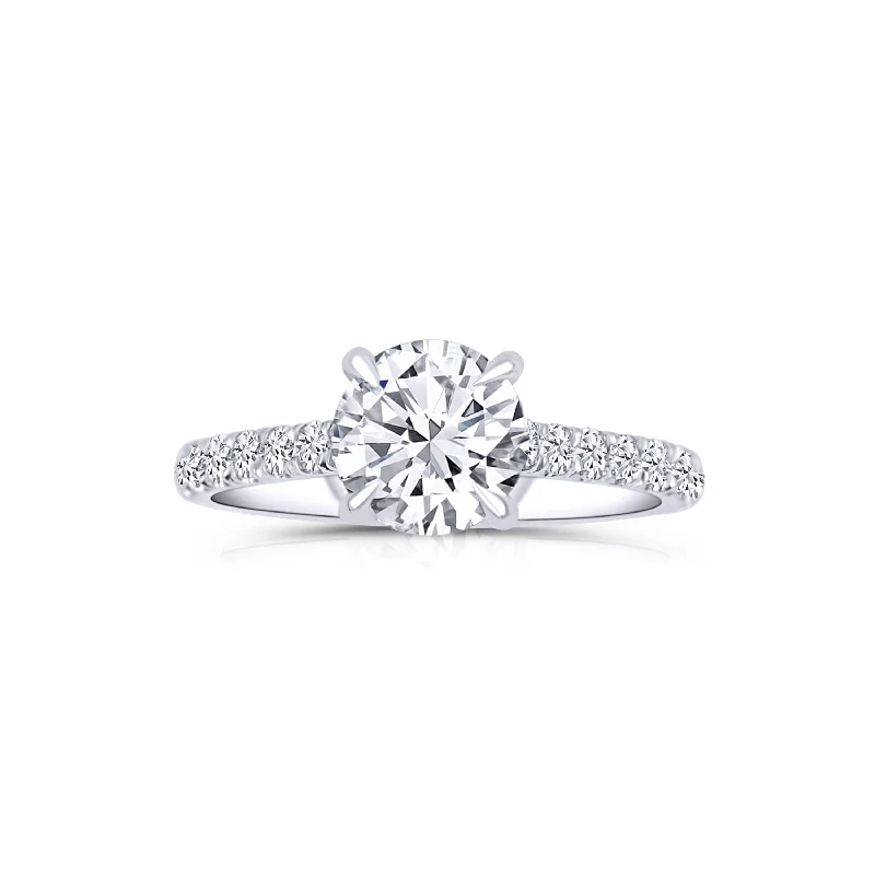 Ladies Engagement Rings Love Shine-14K White Gold Round 1.50 Carat Diamond with 0.52ctw Diamond Accents Engagement Ring