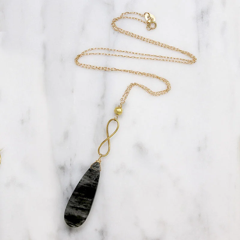 Ladies hopeful light necklaces -Eternally Beautiful Moss Agate & Gold Necklace by brunet