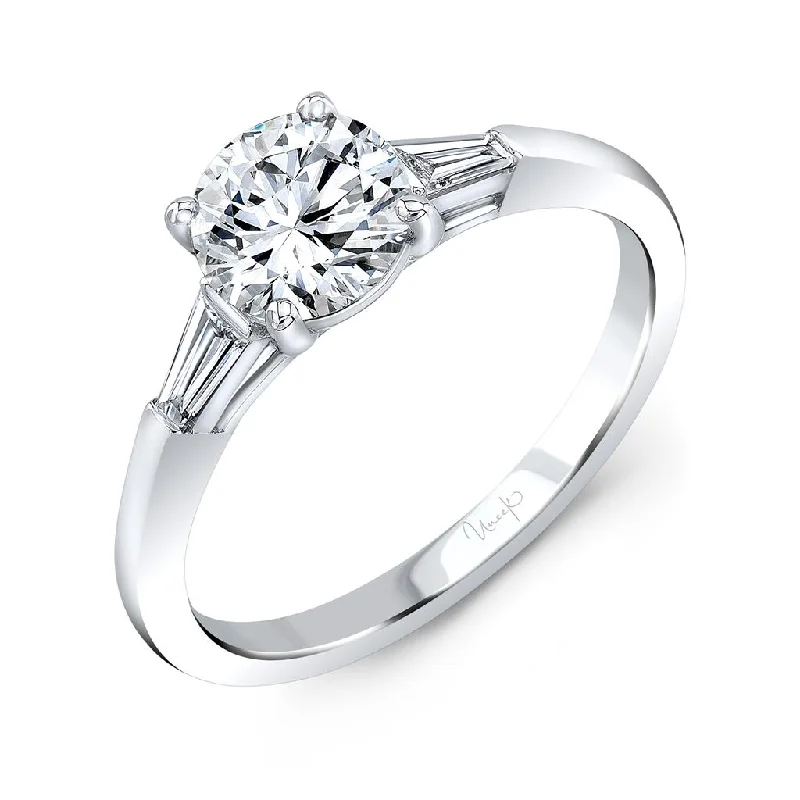 Ladies Engagement Rings Platinum Shine-14k White Gold 3-Stone Tapered Baguette Engagement Ring Mounting