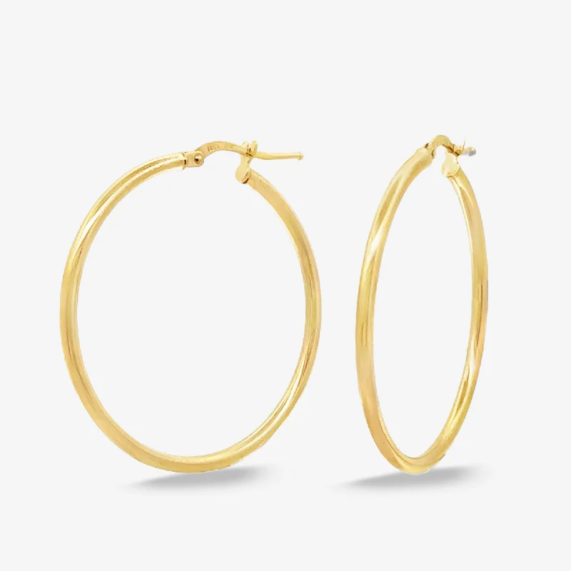 Ladies Earrings with Heart Glow-Classic 2mm Round 1.25" Gold Hoop Earrings