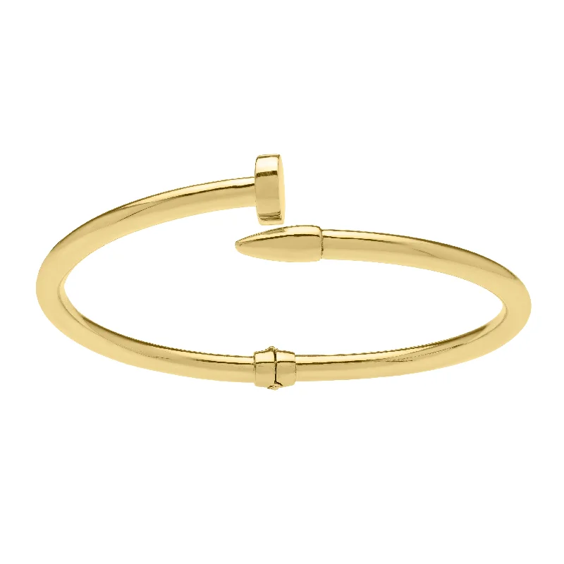 Striking fashion bracelets -14K Bypass Nail Bangle