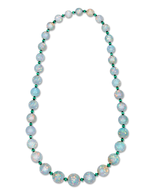 Ladies oceanic shell necklaces -Ethiopian Opal Bead Necklace, 680.00 Carats