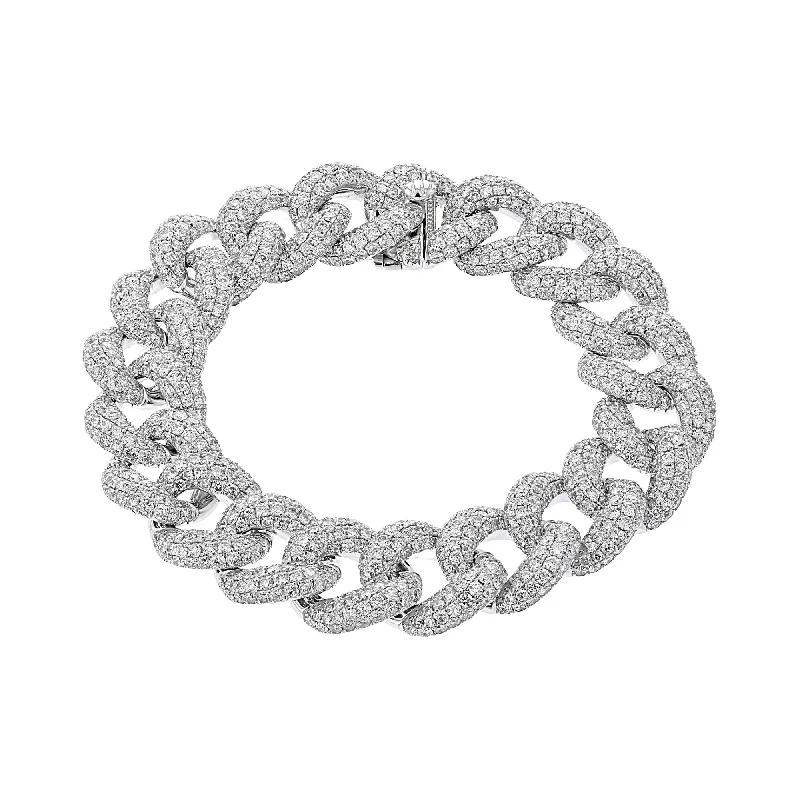 Birthday sparkle bracelets -18KT White Gold 21.33 CTW Diamond Pavé Chain Link Bracelet