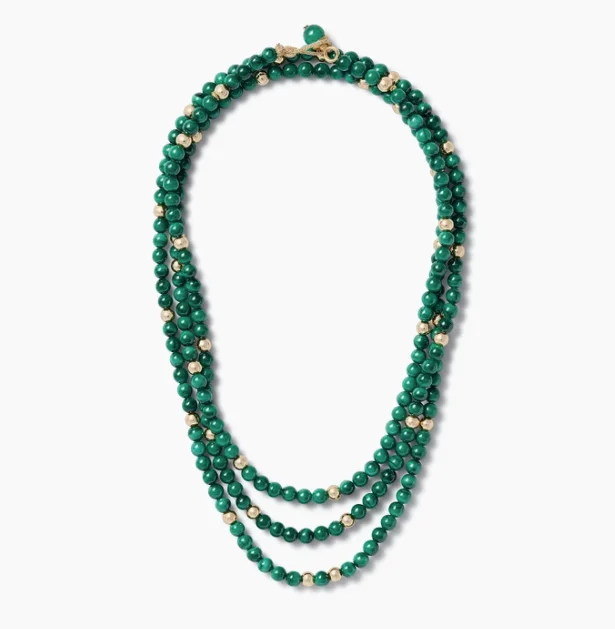 Ladies equine spirit necklaces -Necklace - Layered Malachite + Gold