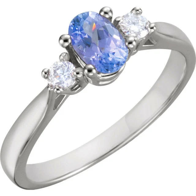 Ladies Rings with Sunny Citrine-14K White Gold Tanzanite & 1/6 CTW Diamond Ring