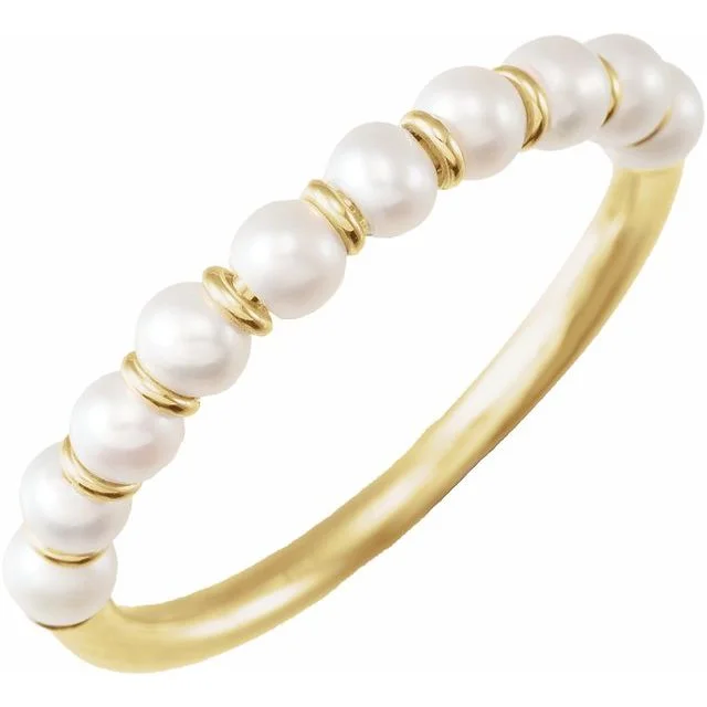 Ladies Rings with Silver Glow-14K Yellow or White Gold Cultured Freshwater Pearl Ring