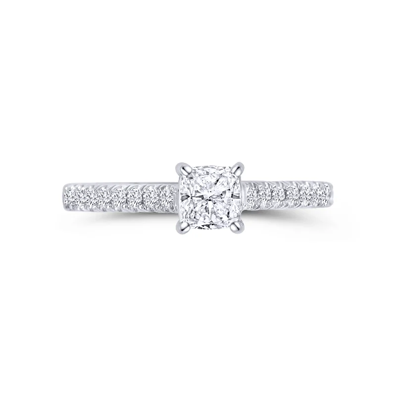 Ladies Engagement Rings with Ruby Spark-14K White Gold Princess Cut 1.01 Carat Diamond Engagement Ring 0.33 Carat Side Diamonds