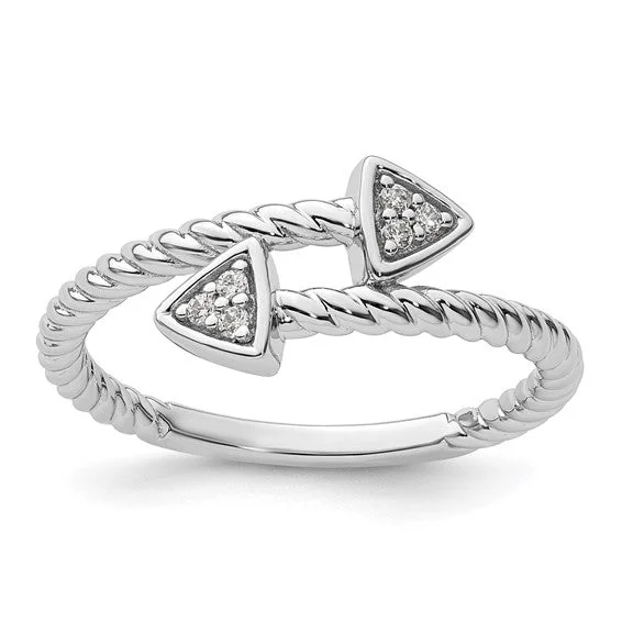 Ladies Rings for Science Glow-White Ice Sterling Silver Diamond Arrow Ring