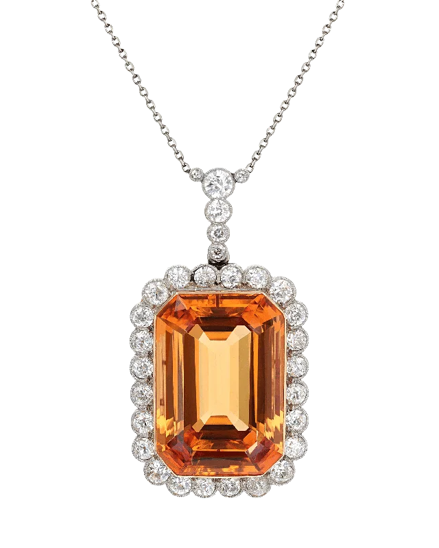 Ladies resin art necklaces -Edwardian-Period Topaz Necklace, 55.00 Carats