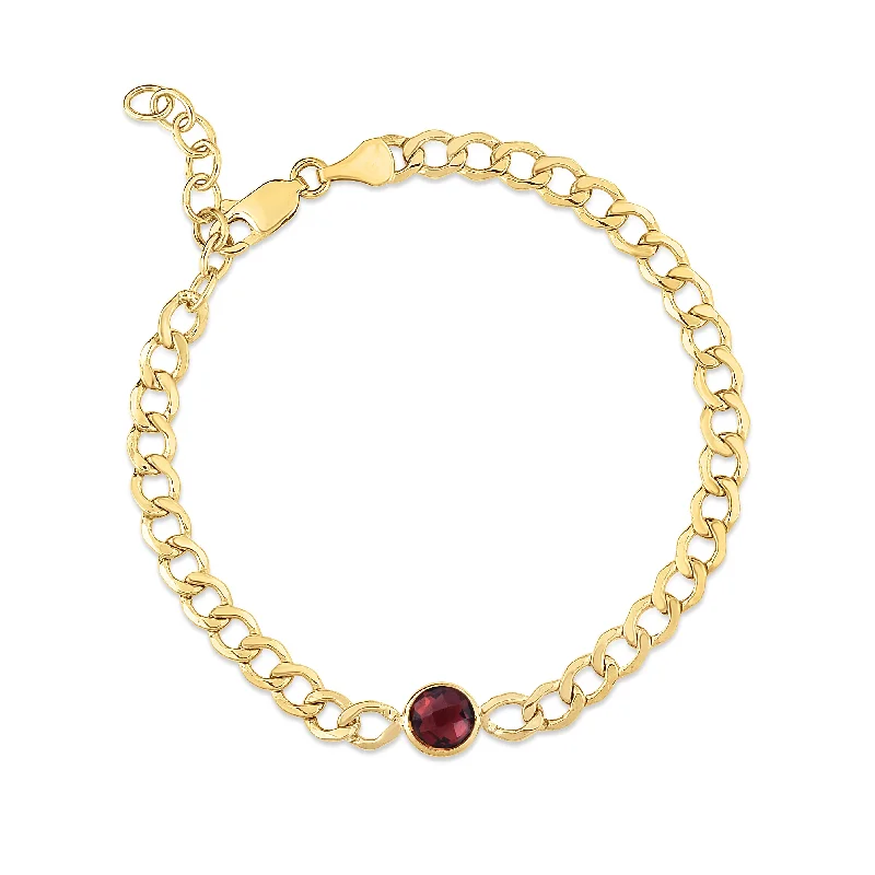 Rich ruby bracelets -14K Garnet Curb Chain Bracelet