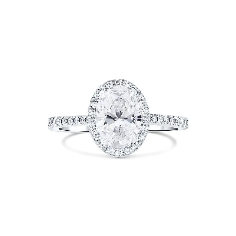 Ladies Engagement Rings Heart Shine-Oval Halo Lab Grown Diamond Engagement Ring