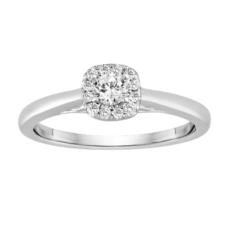 Ladies Engagement Rings Princess Shine-14k White Gold Round diamonds Halo Engagement Ring BLISS10-E-Size 6.5