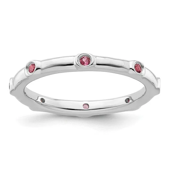 Ladies Rings with Brown Astrophyllite-Sterling Silver Stackable Expressions Pink Tourmaline Eternity Ring