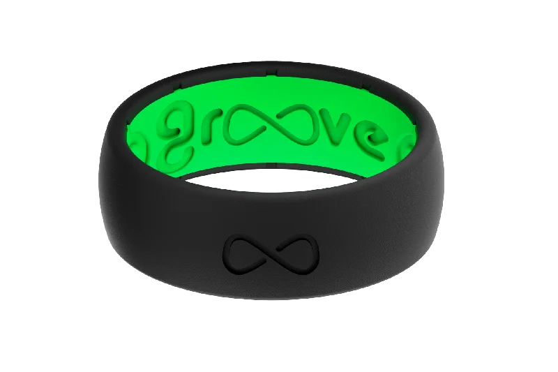 Ladies Rings for Sport Glow-Groove Life Silicone ORIGINAL Ring - Solid Midnight Black / Green