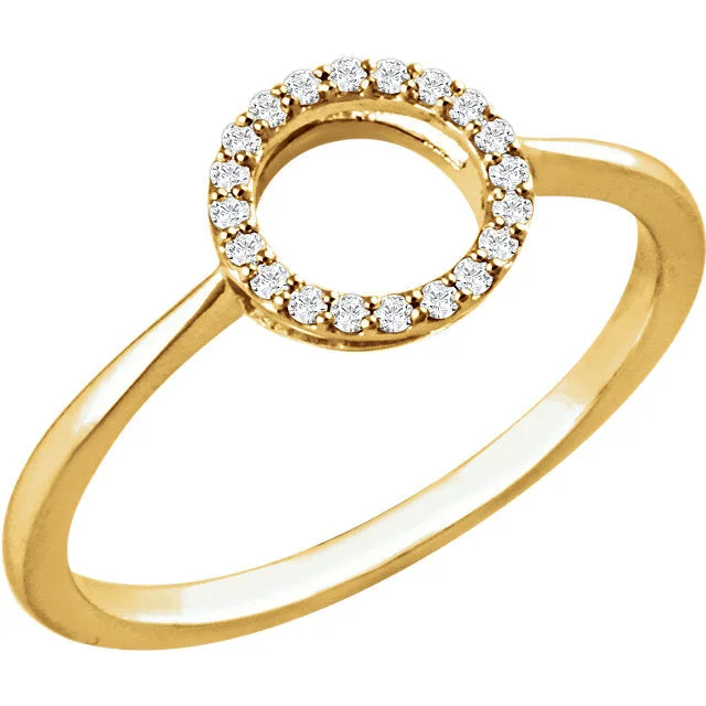 Ladies Rings Thin Glow-14K Gold 1/10 CTW Diamond Open Circle Ring - White, Yellow or Rose Gold