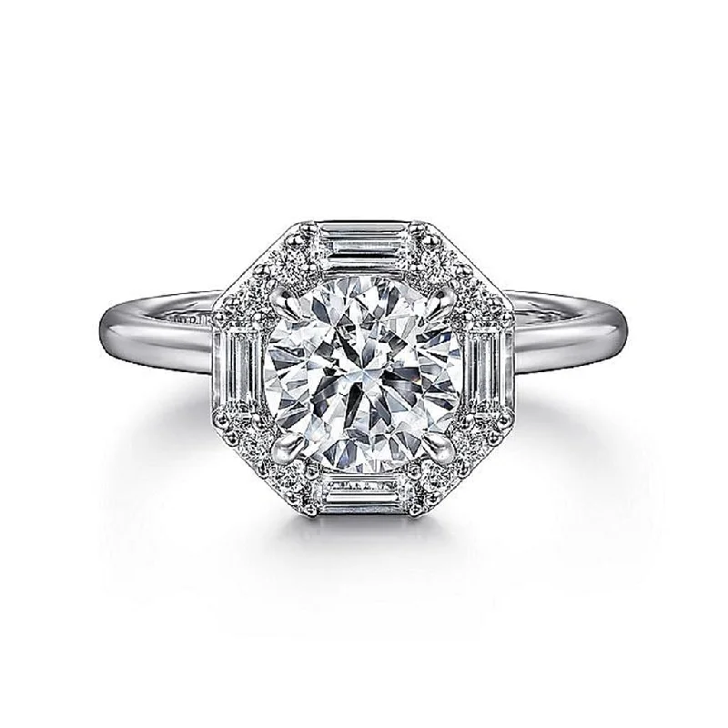 Ladies Engagement Rings Eternal Spark-Gabriel & Co Cassi - 14K White Gold Round Diamond Engagement Ring