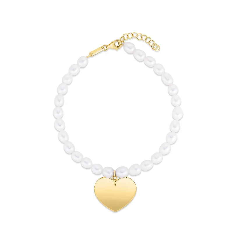 Galaxy swirl bracelets -14K Pearl Heart Charm Bracelet