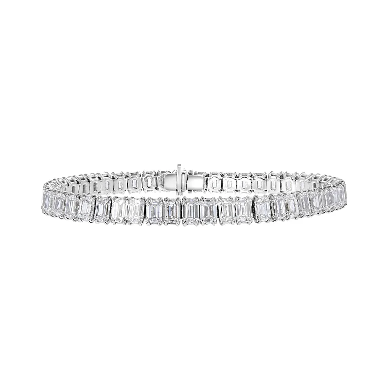 Tender pink bracelets -18KT WHITE GOLD 23.77 CTW EMERALD DIAMOND TENNIS BRACELET