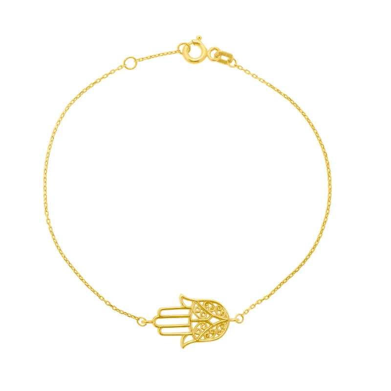 Uplifting wave bracelets -14K Gold Hamsa Bracelet