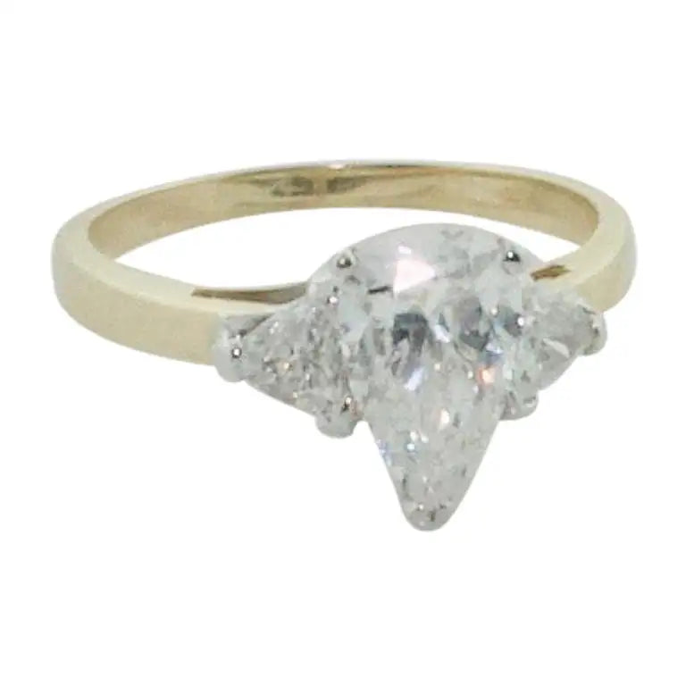 Ladies Engagement Rings with Prehnite Shine-Pear Shape Diamond Engagement Ring 1.23 Carats GIA GVS2 in 18k Gold