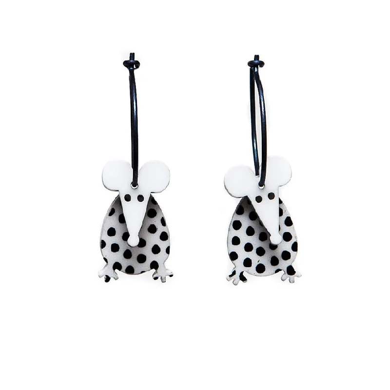 Ladies Earrings for Friend Spark-Lene Lundberg K-Form Grey/Black Spotty Mouse Earrings