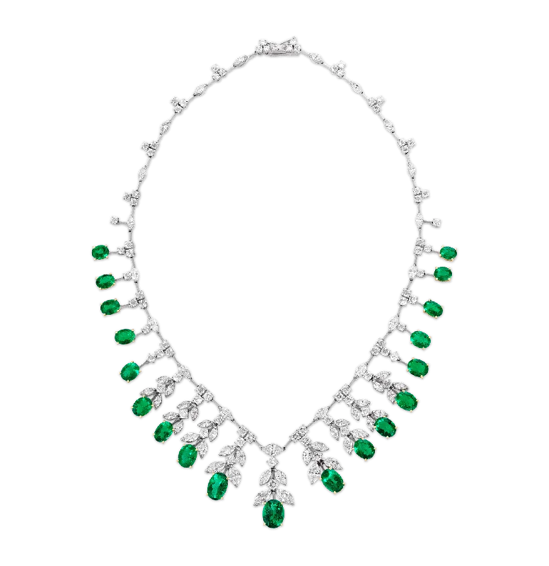 Ladies blooming floral necklaces -Colombian Emerald Necklace, 24.37 carats