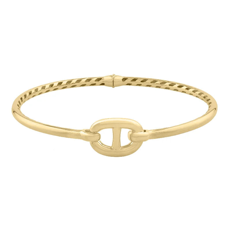 Glossy pearl bracelets -14K Puff Mariner Link Bangle