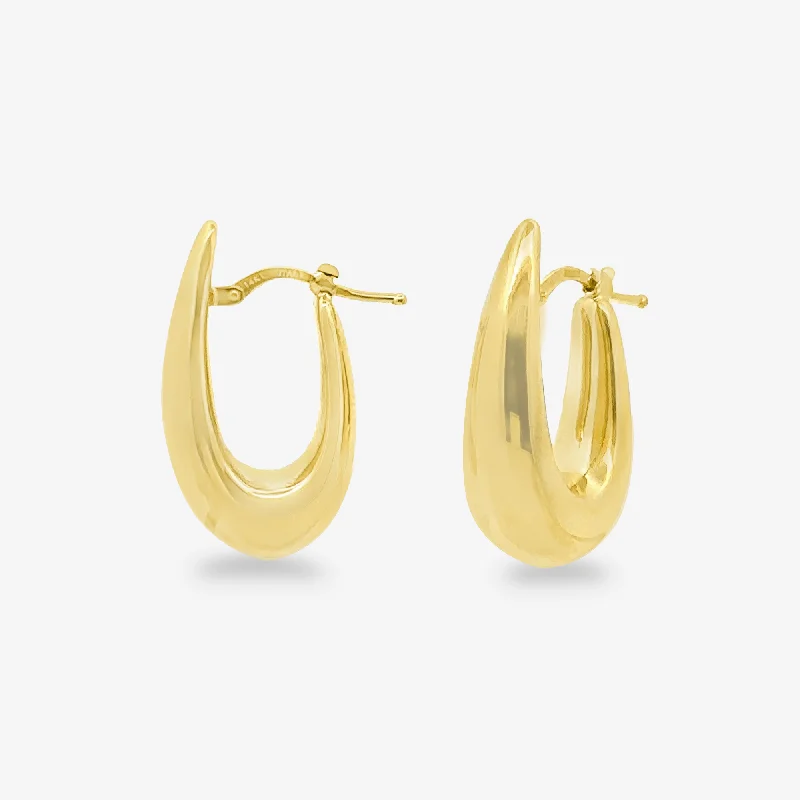 Ladies Earrings with Gold Fibrolite-8mm Tapered Oval 1" Hoop Earrings