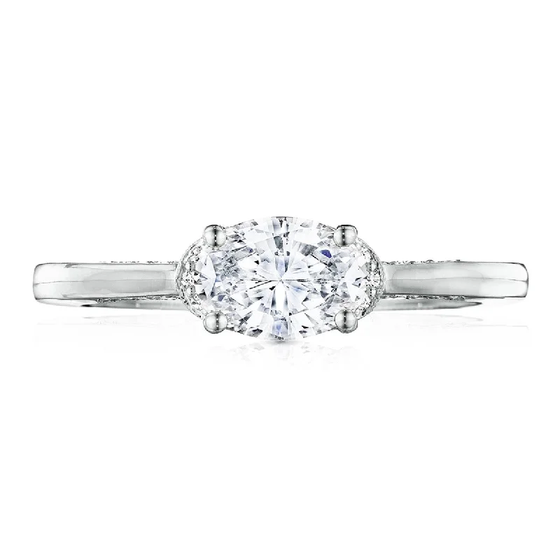 Ladies Engagement Rings Round Glow-Simply Tacori 18k White Gold Diamond Engagement Ring 0.10 ctw 2654OV7X5W