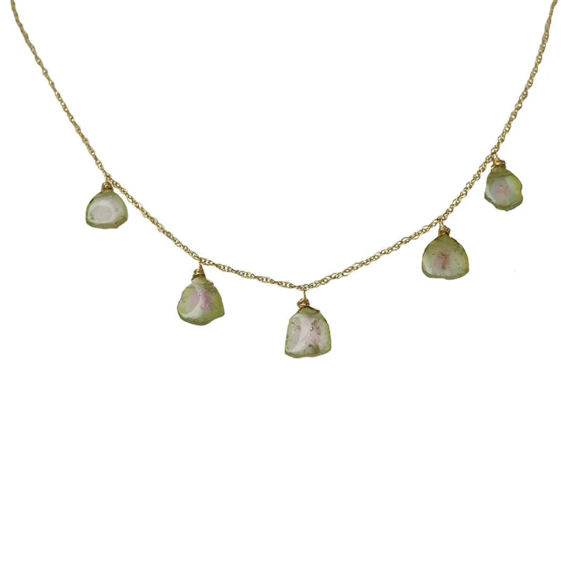 Ladies galactic flare necklaces -Watermelon Tourmaline Necklace by brunet