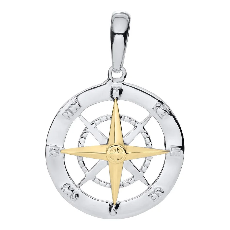 Ladies glossy pearl necklaces -LeStage® Cape Cod : Evening Tide -  Two Toned Compass Rose Necklace