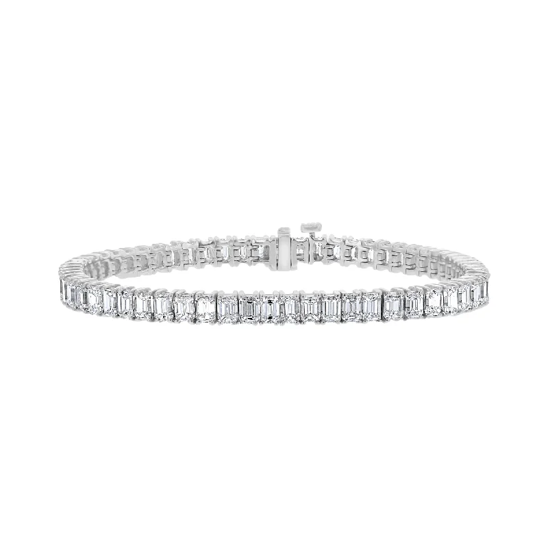 Valentine’s passion bracelets -18KT WHITE GOLD 13.59 CTW EMERALD DIAMOND 4 PRONG TENNIS BRACELET