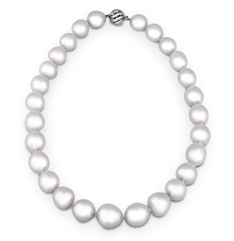 Ladies square edge necklaces -Semi-Baroque South Sea Pearl Necklace