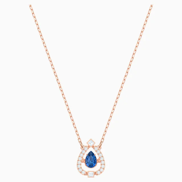 Ladies lavish luxury necklaces -Swarovski Sparkling Dance Pear Necklace Blue