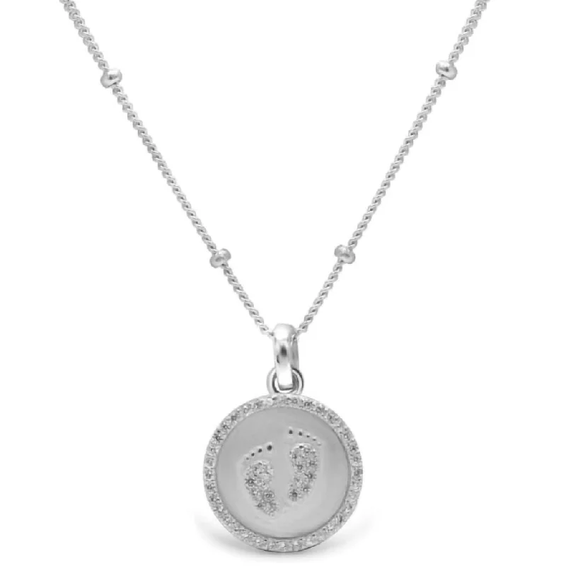 Ladies adventure spirit necklaces -Stia : Charm Little Feet Necklace in Silver