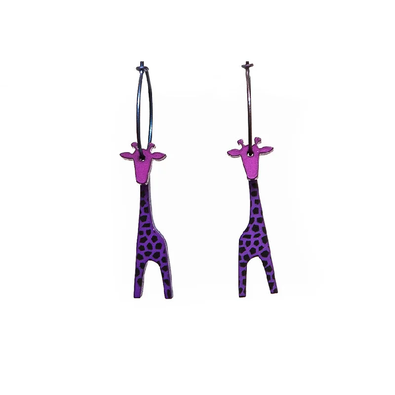 Ladies Earrings with Blush Rhodochrosite-Lene Lundberg K-Form Purple Giraffe Earrings