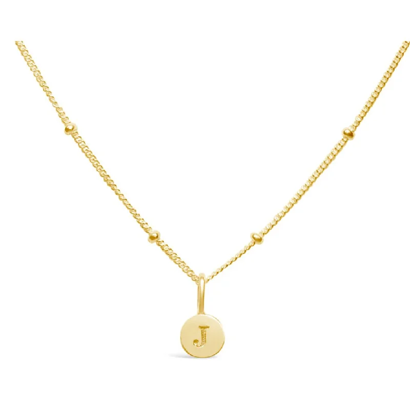 Ladies motherly love necklaces -Stia : Love Letter "J" Mini Disk Necklace in Gold