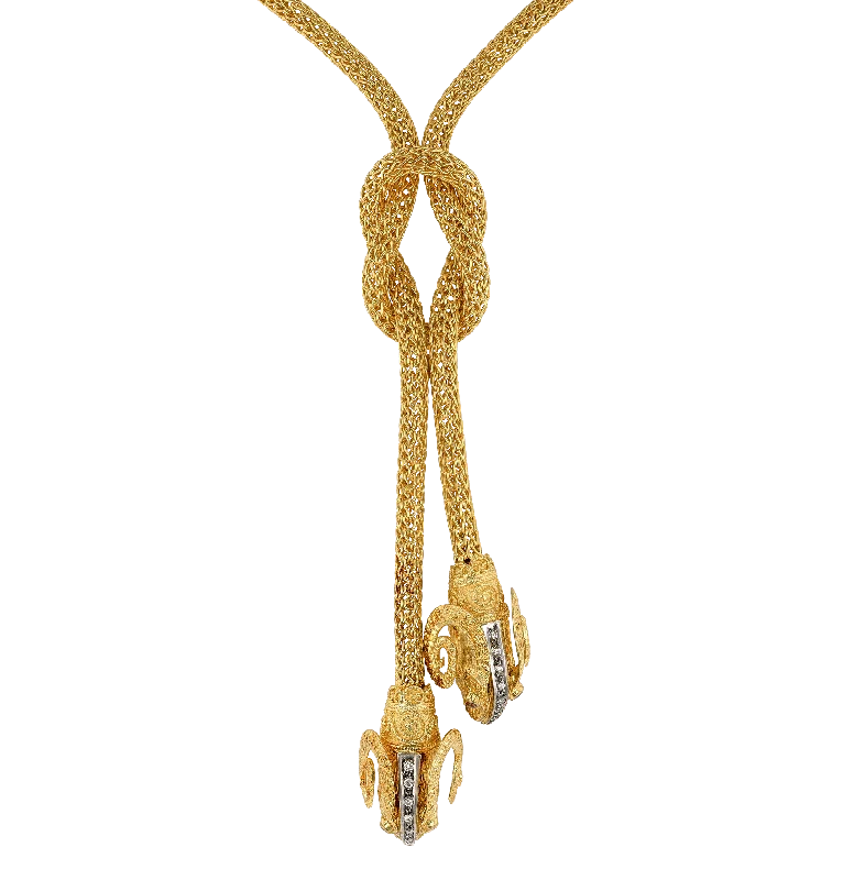 Ladies robust chunky necklaces -Gold and Diamond Rams Necklace