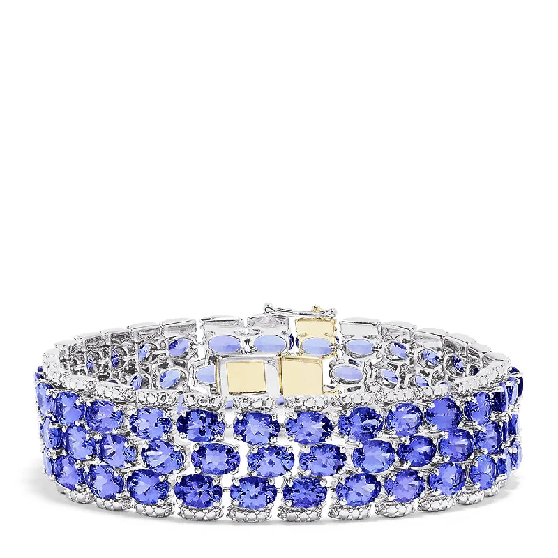 Hopeful light bracelets -Sterling Silver with 14K Yellow Gold Lock Tanzanite Bracelet, 50.00 TCW