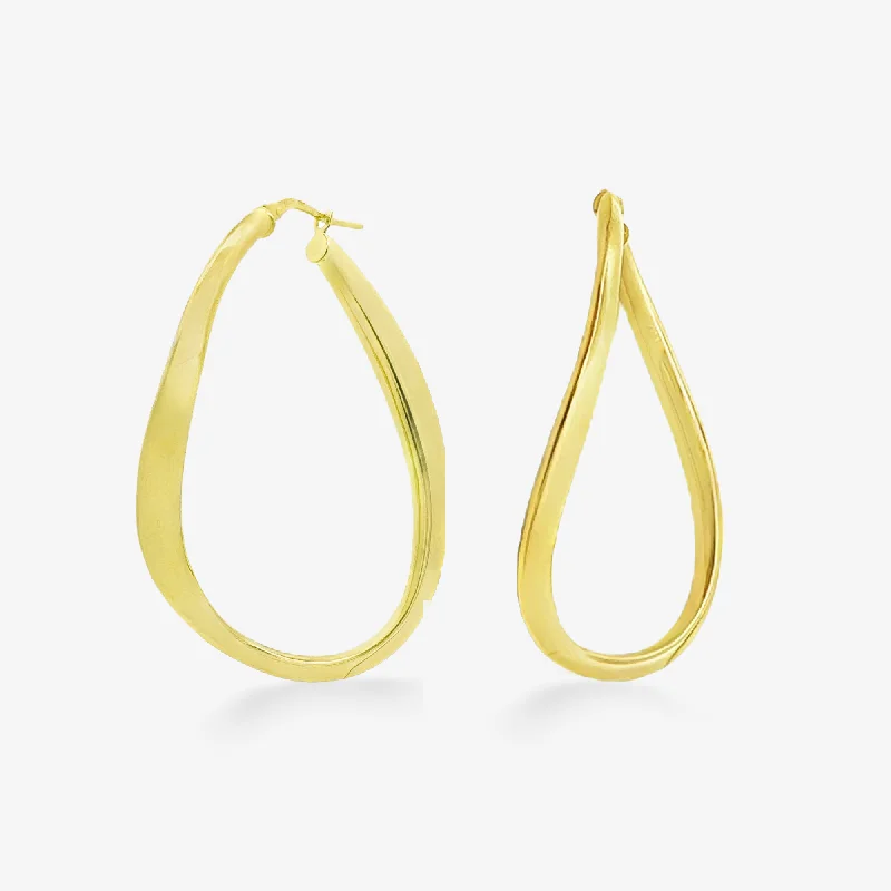 Ladies Earrings Long Glow-3mm Potato Chip 2" Gold Hoop Earrings