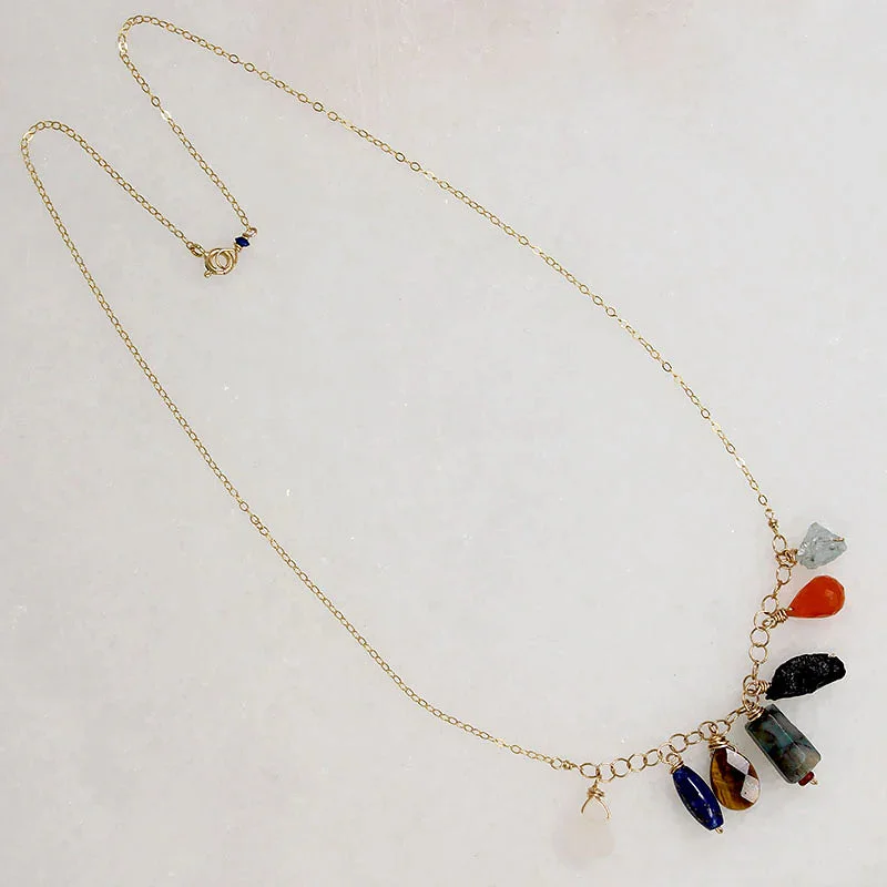 Ladies refined sleek necklaces -Colorful Energetic Gemstone Necklace by Brin