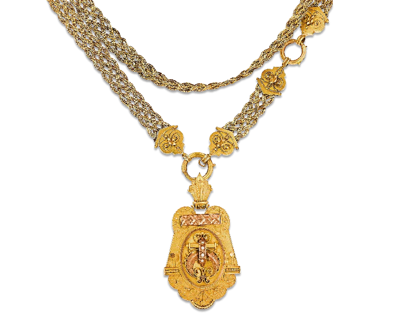 Ladies gala brilliance necklaces -Victorian Gold Locket Necklace